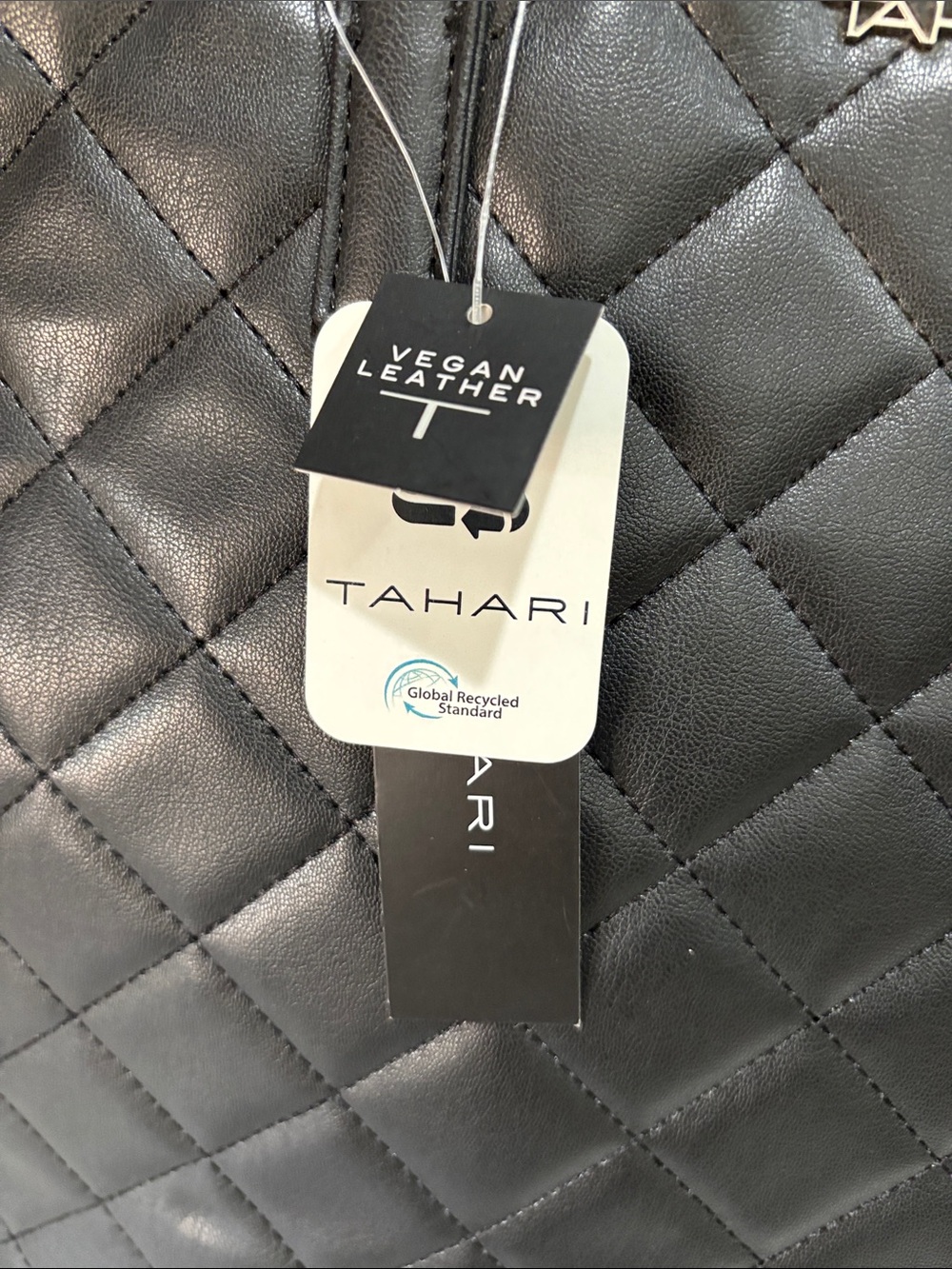 Tahari Black Quilted Leather Tote - Picture 2 of 11
